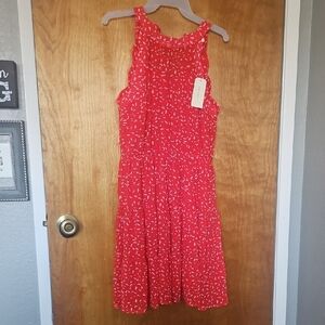 Monteau Red Patterned Midi Dress